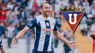 Hernán Barcos festajando un gol de Alianza Lima y siendo relacionado con LDU